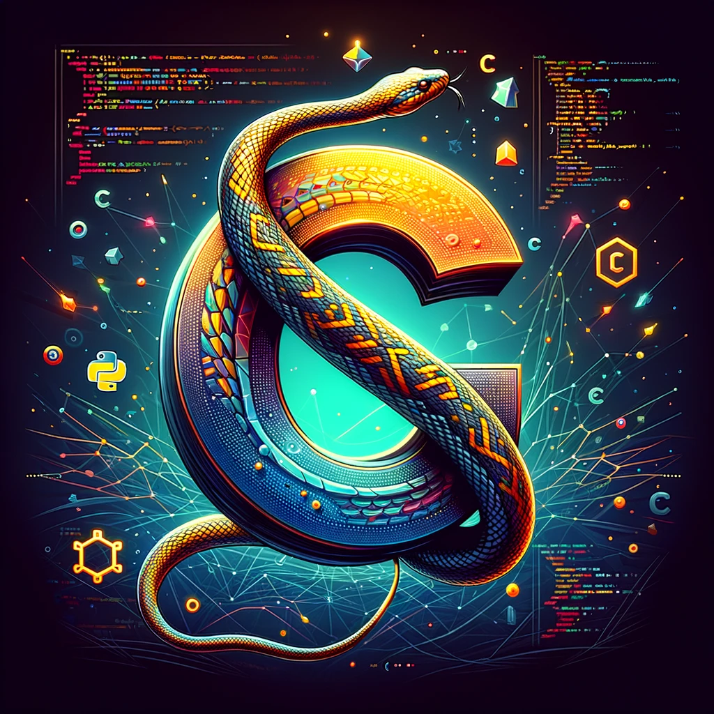 Dalle: A Python snake winding around a letter C
